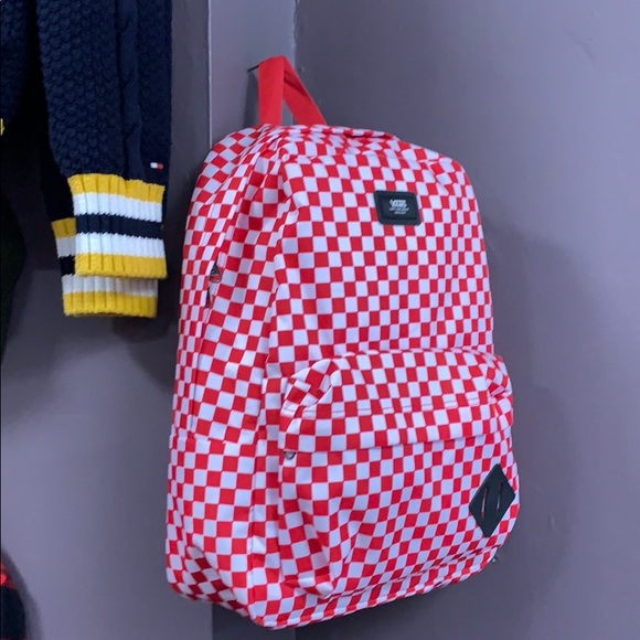 red and white vans backpack
